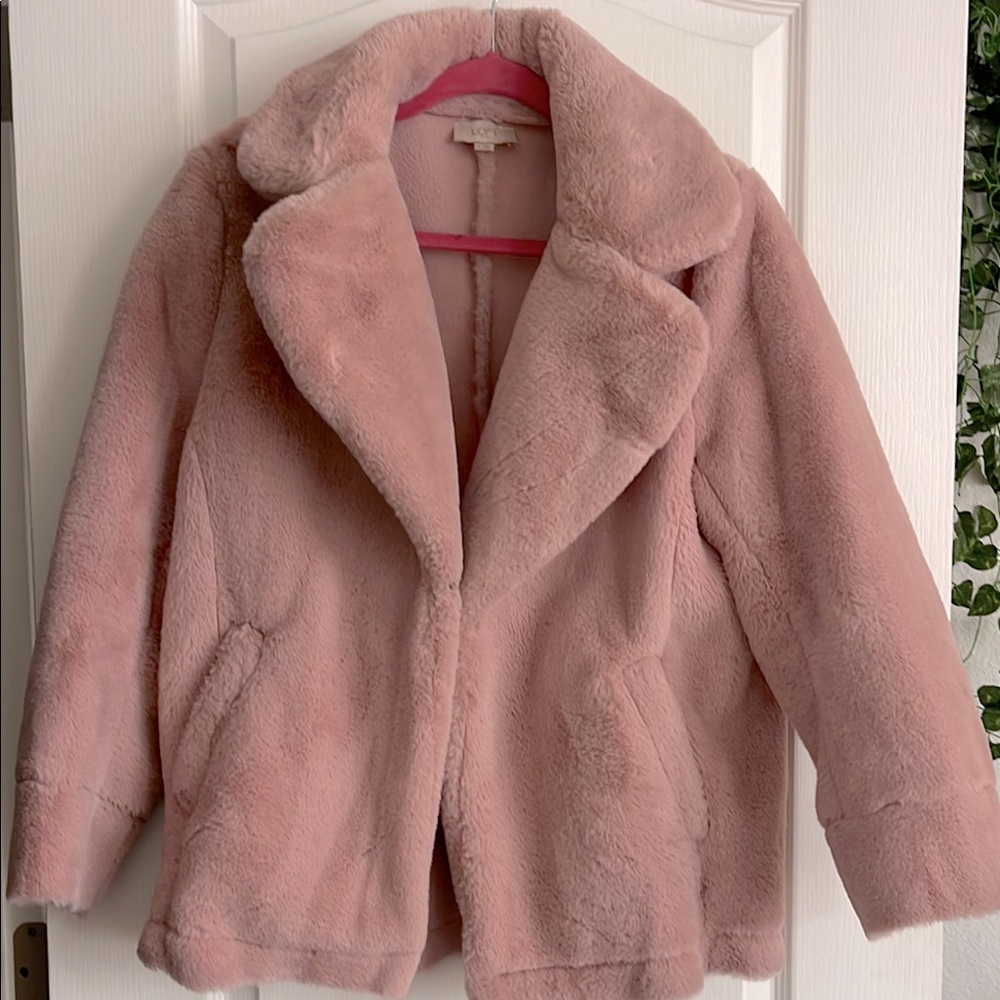 LOFT Soft Pink Faux Fur Jacket